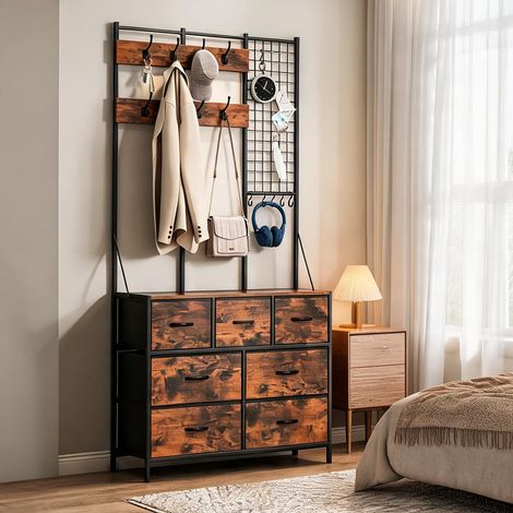 Meuble d'entrée 4-en-1 100 x 30 x 183 cm rangement mural (1/5)