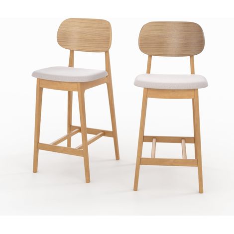 Set de 2 sillas para isla central en madera y tela beige 66 cm - Charlize