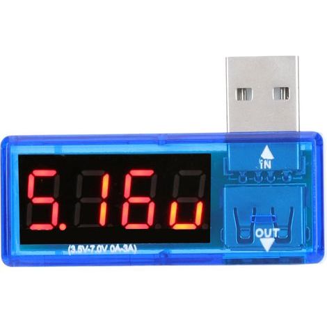 Stück USB-Strom- und Spannungsmesser, Voltmeter und Amperemeter, tragbar für Handy-Ladegeräte, blau (1/5)