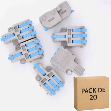 20 Bornes de Raccordement à Leviers bleus (1 entrée / 3 sorties), 32A - LT-13-Bleu (1/5)
