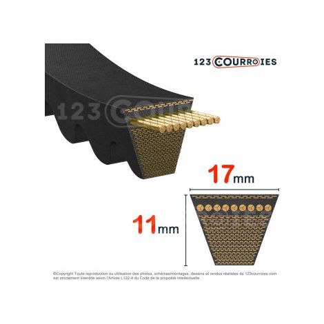 Courroie trapézoidale crantée Contitech Conti V FO BX88 17 x 2235 Li / 2280 Ld