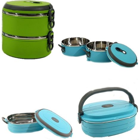 Scatola porta pranzo pietanziera vaschetta bento lunch box vivande per viaggio lavoro interno acciaio coibentato 1 o 2 scomparti - scoparti: 1 scomparto (1/5)
