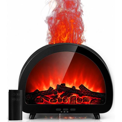 Diffuseur Flamme Aroma 12 Couleurs 250 ml USB Humidificateur Brume Froide Minuterie Arrêt Auto Noir Arqué Bureau Maison Cadeau (1/5)