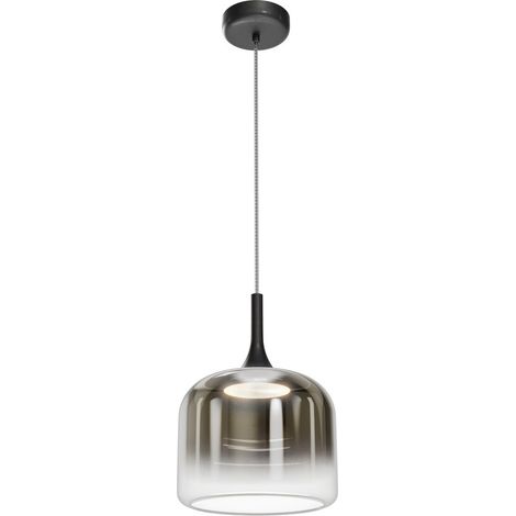 Maytoni Spirito Plafonnier suspendu moderne en forme de dôme noir, 3 000 K, 1 600 lm, abat-jour fumé