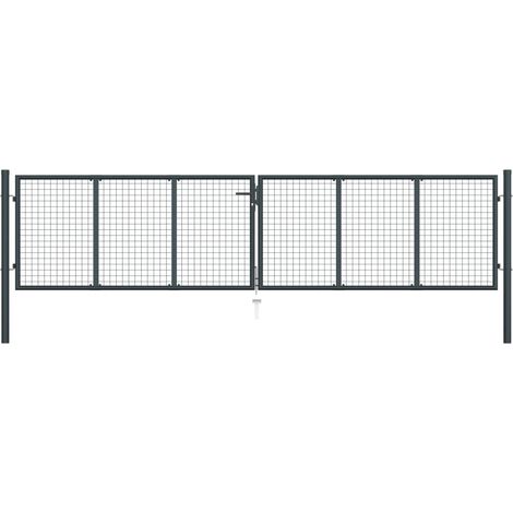 Portail en maille de jardin Acier galvanisé 400 x 175 cm Gris (1/5)
