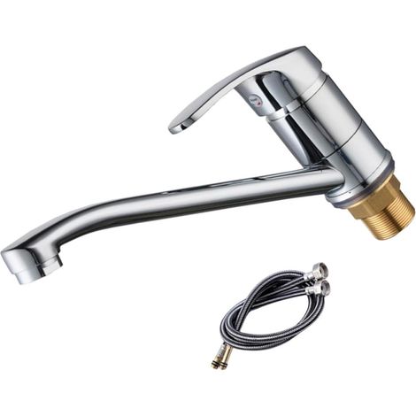Robinet pour vasque - cuivre - argenté - eau chaude/froide (1/5)