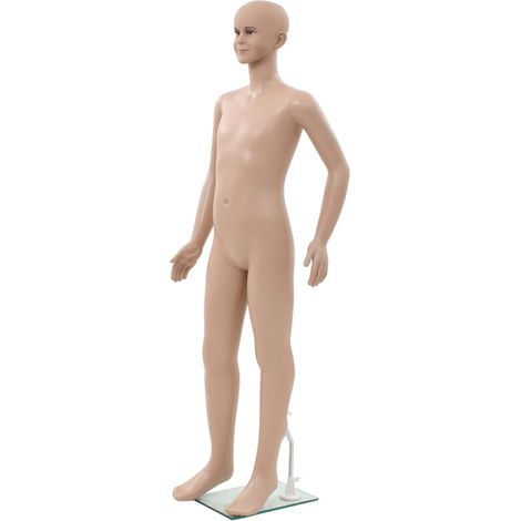 Teenpull – Ganzkörper-Schaufensterpuppe Kind mit Glassockel Beige 140 cm (1/5)