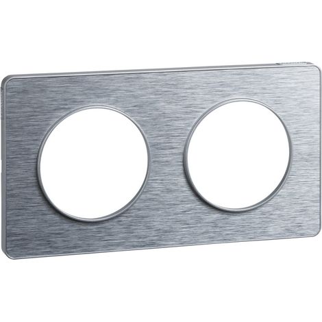 Schneider Electric – Plaque aluminium brossé 2 postes horizontaux/verticaux 71mm – Finition liseré alu – IK04 – IP21 D – Sans halogène