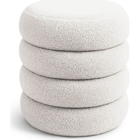 Pouf contenedor cilíndrico en tejido teddy 42 cm SNUGGO Blanco Niebla