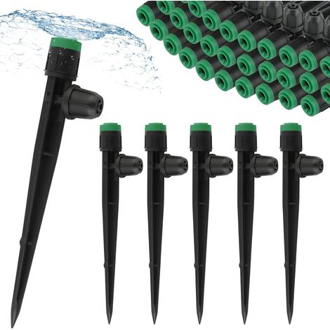 Goutteur Irrigation - Lot 50 - Plastique Vert - Réglable 360 Degrés - Jardin Potager Serre - Pour Tuyau 4-7 Mm (1/5)