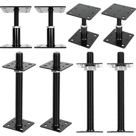 Wolketon Support de poteau réglable en hauteur pour terrasse, pergola et clôture 30-250 mm Noir 4PCS