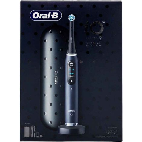 Brosse a Dents Électrique Oral-B iO 9 - Noire - 1 Brossette - 1 Étui De Voyage Chargeur - 1 Pochette Magnétique