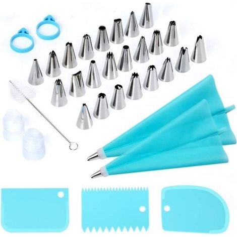 Douilles Poche,  En Acier Inoxydable DIY Kits, Douilles, Poches  Douille, DIY Kits Pour Décoration De Gâteaux - 34 Pièces (1/4)