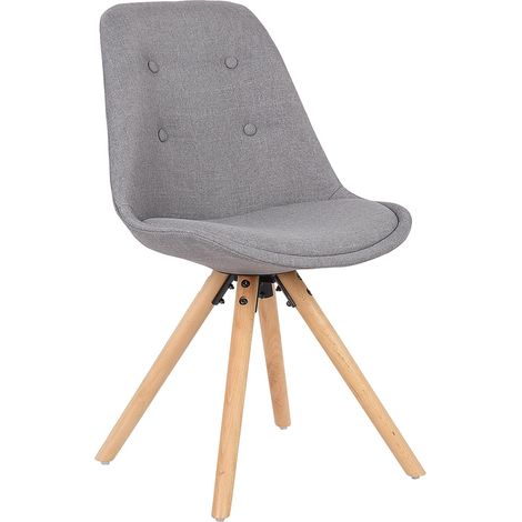 WOLTU 1 X Chaise de Salle à Manger en Lin, Tabouret de Salon, Structure en Bois Massif, Gris (1/4)