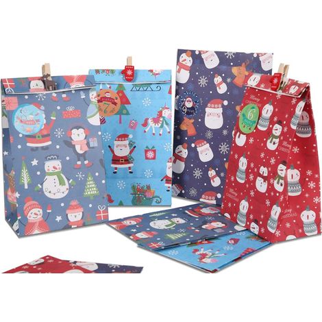 Calendario Dell'Avvento Sacchetti Regalo di Natale Da Riempire Clip in Legno (1/5)