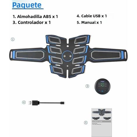 (Blue Abdomen) Stimulateur musculaire abdominal EMS, appareil de fitness USB en ABS et TPR (1/5)