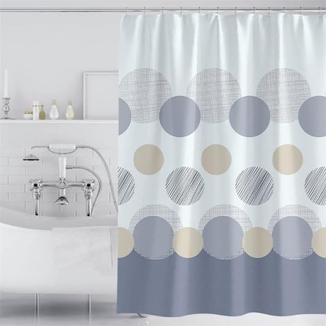 CCYKXA 180x200CM Drop Fabric Shower Curtain, Large Grey Dot Shower Curtain with Weighted Hem, Washable Anti-Mold Bathroom Curtains