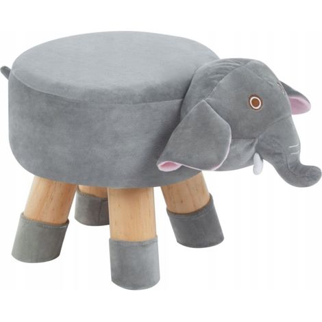 Weicher Elefanten-Pouf fürs Kinderzimmer, Holzbeine, FURNITEX