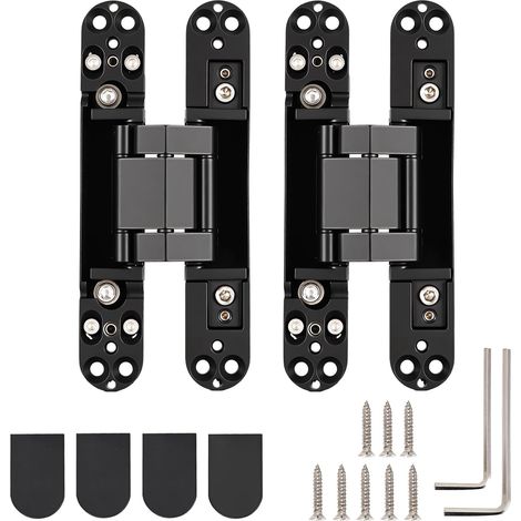 2 packs of hidden door hinges, black hidden hinges for secret doors, 3 adjustable ways to conceal the built-in bookcase door, 7 inches (1/5)