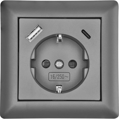 LEDmaxx USB2203 Schutzkontakt-Steckdose Anthrazit (1/3)