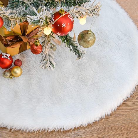 Jupe de sapin de Noël 78 cm, tapis de protection épais en peluche blanc neige pour la base du sapin, décorations de Noël (1/5)