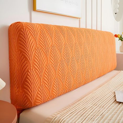 Funda de cabecero jacquard, lavable, elástica, estilo moderno, universal antipolvo, naranja, longitud del cabecero 180 cm.