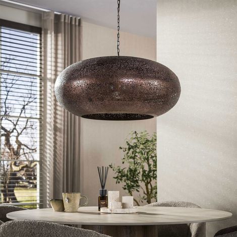 Suspension ronde 1 lampe 68x150 cm en métal cuivre antique - GERAR