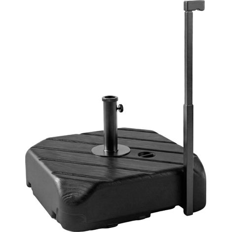 Garden Parasol Base with Wheels, Telescopic Handle, 72 kg /45 kg Fillable Sun Umbrella Base Parasol Stand, Black