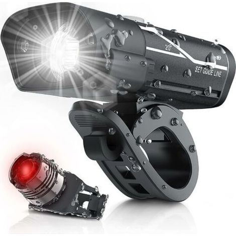 1000 Lumen USB-wiederaufladbares Fahrradlampen-Set, 3 superhelle LED-Fahrradscheinwerfer, IPX5 wasserdichte Fahrrad-Sicherheitstaschenlampe, 360° drehbar, 3-Schalter (1/4)