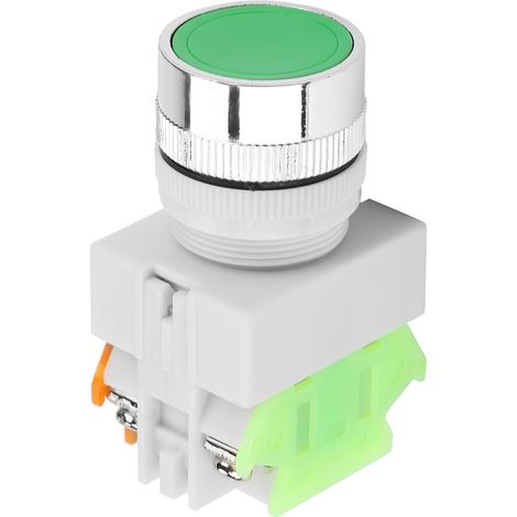 Interrupteur momentané à bouton-poussoir vert à tête plate et réarmement automatique, montage 22 mm LAY37-11BN (1/5)
