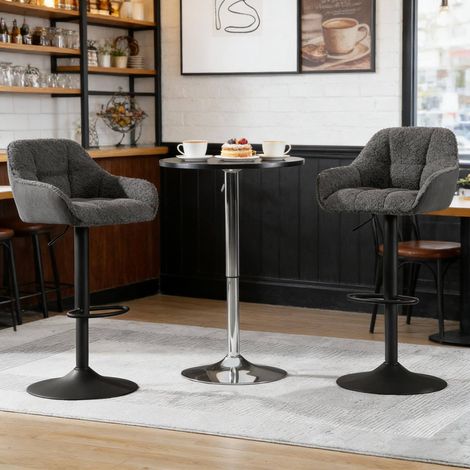 Tabourets de bar lot de 2, réglables 63-84 cm, pivotants, gris foncé DESVIAE (1/5)