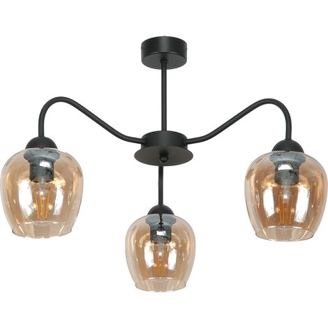 Lampada a sospensione da soffitto, nera, paralume in vetro, grafite, 15-222 indi ambra (1/2)