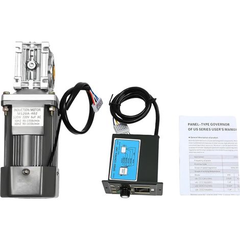 Motorreductor de tornillo sin fin, control de velocidad ajustable, alto par motor, color gris. (1/2)