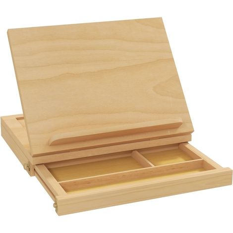 Chevalet de table pliable en bois de hêtre naturel avec tiroir, angles réglables pour projets artistiques (1/5)