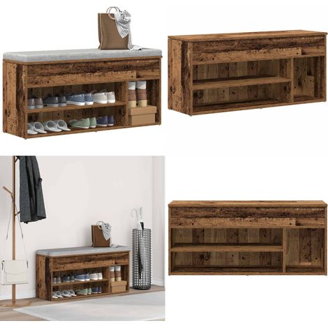 vidaXL Schuhbank Altholz-Optik 102x30,5x45 cm Holzwerkstoff (1/5)