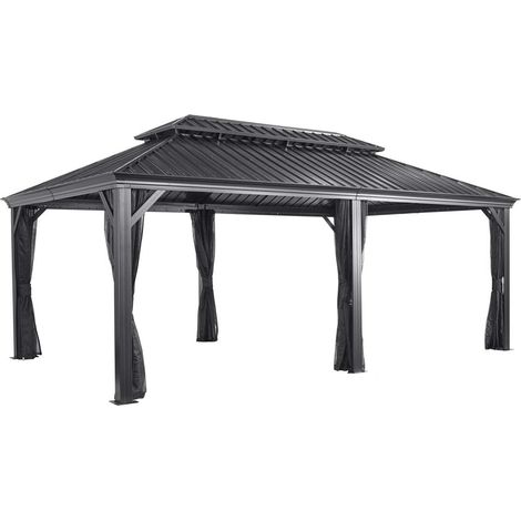 Sojag Aluminium Pavillon Messina 1220 inkl. Moskitonetz Anthrazit 363x598x307 cm (1/5)