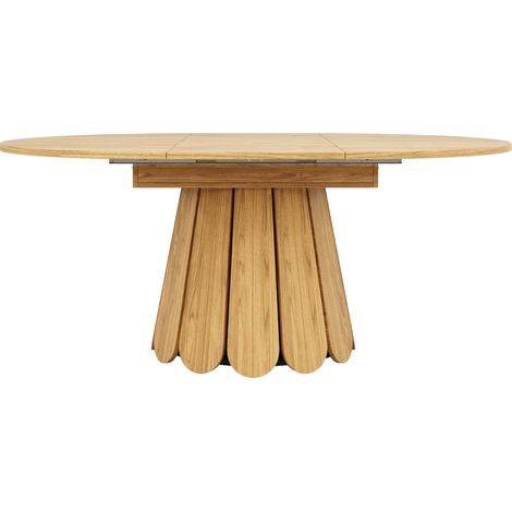 Table à manger ronde extensible en MDF, diamètre 118-158 cm, hauteur 76 cm, bois aspect vintage (1/5)