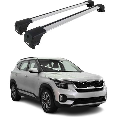 OMAC Barres de toit en aluminium pour Kia Seltos 2021-2026 – City Crash – ISO/PAS 11154:2006 – Antivol inclus – Charge max 75 kg – 2 barres Argent (1/4)