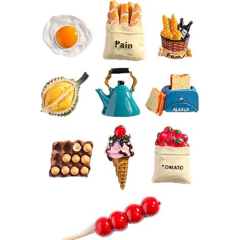 Aimants 3D pour réfrigérateur : grande collection de personnages de dessins animés variés. Figurines d'aliments pour le petit-déjeuner, autocollants magnétiques, aimants pour réfrigérateur, décoration (1/5)