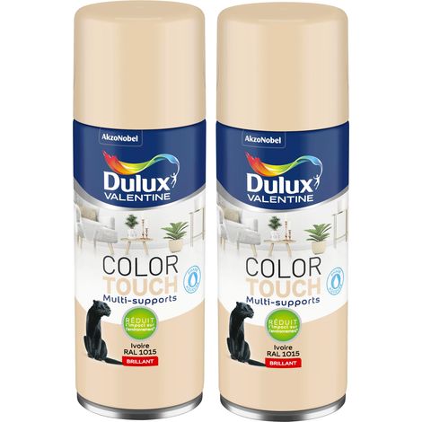 Lot de 2 - Peinture aérosol Color Touch Multi-Supports - Brillant Ivoire 400 ml - Dulux Valentine