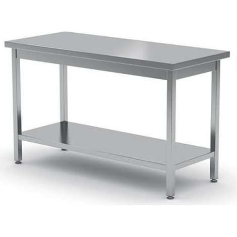 Mesa de cocina central de acero con estante 120x60cm - Hendi 811528 (1/2)