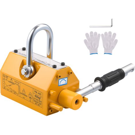 Mophorn Magnete di Sollevamento Permanente, Capacità di Carico 400 kg, Magnetico al Neodimio N42 con Maniglia di Rilascio e Gancio in Acciaio, Ideale per Movimentazione di Componenti in Lamiera