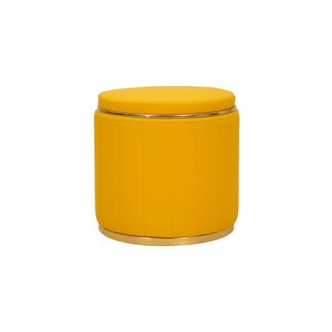 Pouf london avec rangement, couleur moutarde, ø 46,5x44 (1/5)
