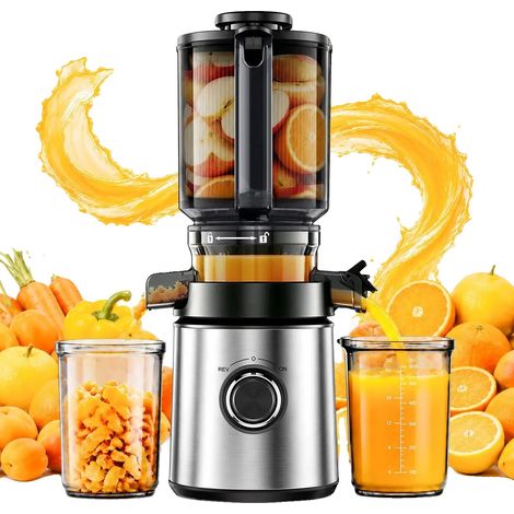 Extracteur de jus, goulotte d'alimentation de 140 mm, capacité de 2 L, puissance de 400 W, design facile à nettoyer, fonction inverse (1/5)
