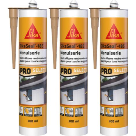 Set di 3 SIKA Sikaseal-185 Sigillanti siliconici per carpenteria - Beige pietra - 300ml (1/2)