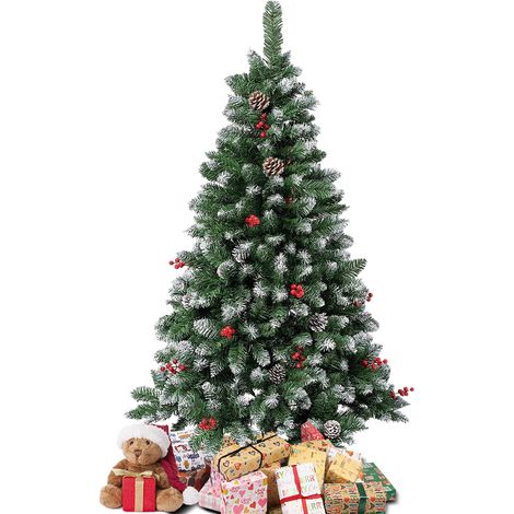 Sapin de Noël Artificiel 210 CM, 950 Branches, Matériel PVC Arbre de Noël avec Socle en Métal Décoration de Noël (1/5)