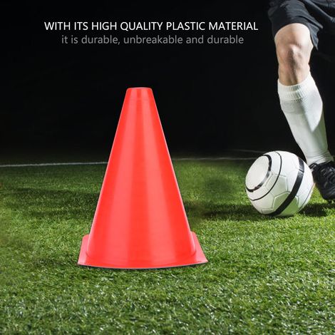 Lot de 6 cônes d'entraînement de football de 18 cm avec porte-marqueurs en plastique (rouge) (1/5)