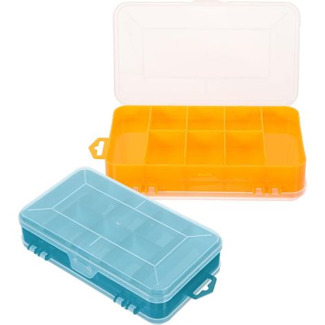 Boîte de Rangement Plastique Résistante Double Face Compartiments 2 Pièces Grosse Capacité pour Vis, Clous et Petits Objets (1/5)
