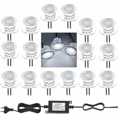 Tigrezy – Lot de 10 mini spots LED encastrables extérieurs – IP67 étanche – Lumière blanc froid 4500K – 0.6W DC12V pour terrasses et piscines (1/5)