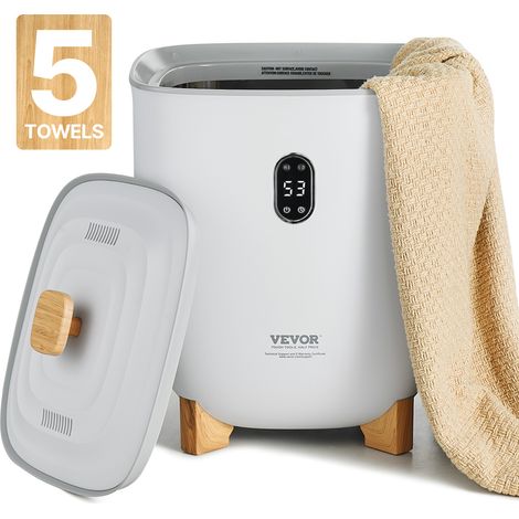 VEVOR Chauffe Serviettes 25 L, Seau Seche-serviettes pour Salle de Bain, avec Ecran LED, Reglage de la Temperature et Minuterie 20/40/60/90 min, pour Couvertures Peignoirs, Spa Massage, Gris (1/5)